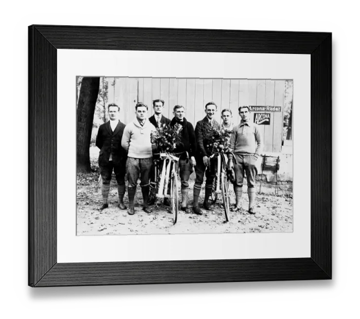 Framed Print : The two winners of a bike race, ca