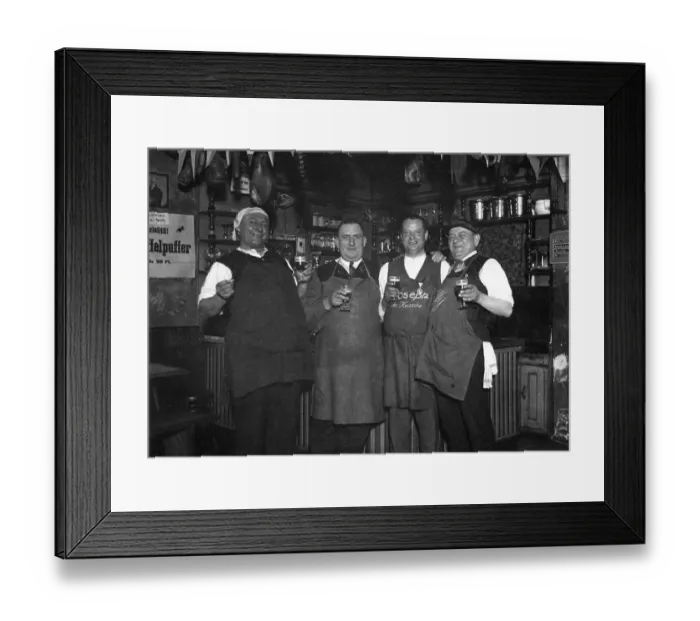 Framed Print : Four men drink beer in a pub, 1920s Framed Print : Four men drink beer in a pub, 1920s