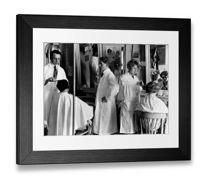 Framed Print : Hairdresser, 1920s, exact place unknown Framed Print : Hairdresser, 1920s, exact place unknown