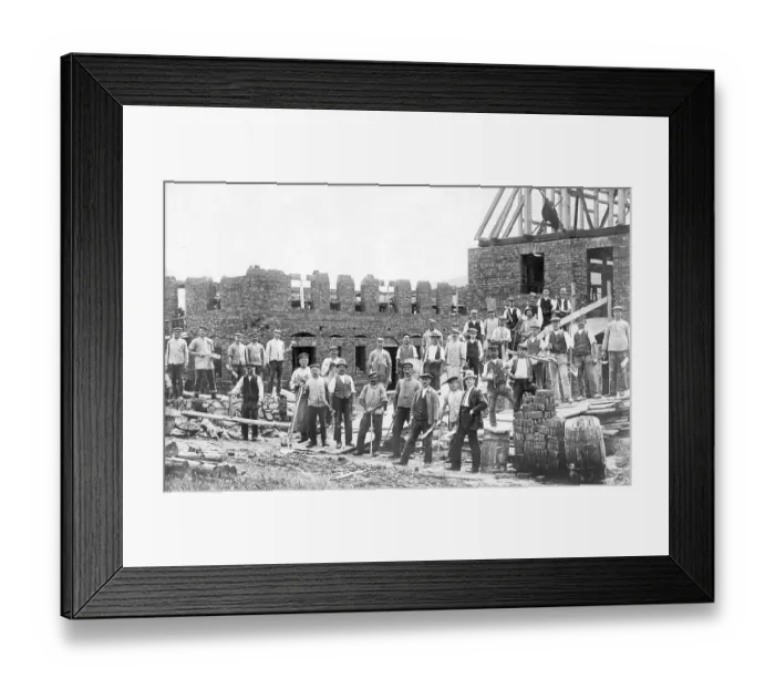 Framed Print : Group picture, workers on construction site Framed Print : Group picture, workers on construction site