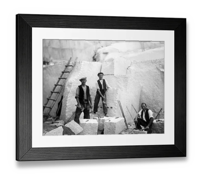 Framed Print : Three men working in the quarry Framed Print : Three men working in the quarry