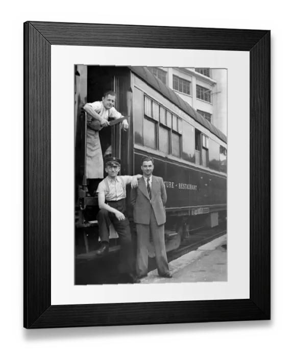 Framed Print : Personal poses in front of the restaurant wagon Framed Print : Personal poses in front of the restaurant wagon