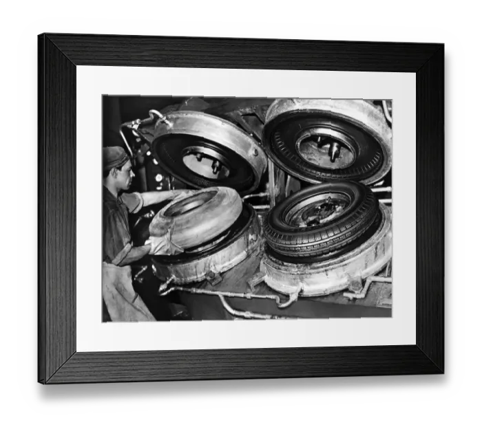 Framed Print : Industry, car tires, production Framed Print : Industry, car tires, production