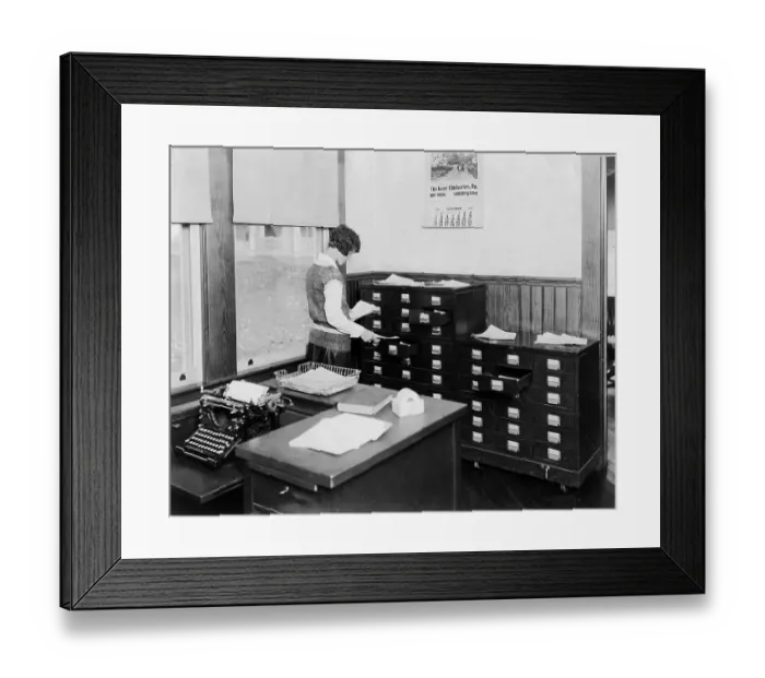 Framed Print : Office, secretary, woman doing office work Framed Print : Office, secretary, woman doing office work