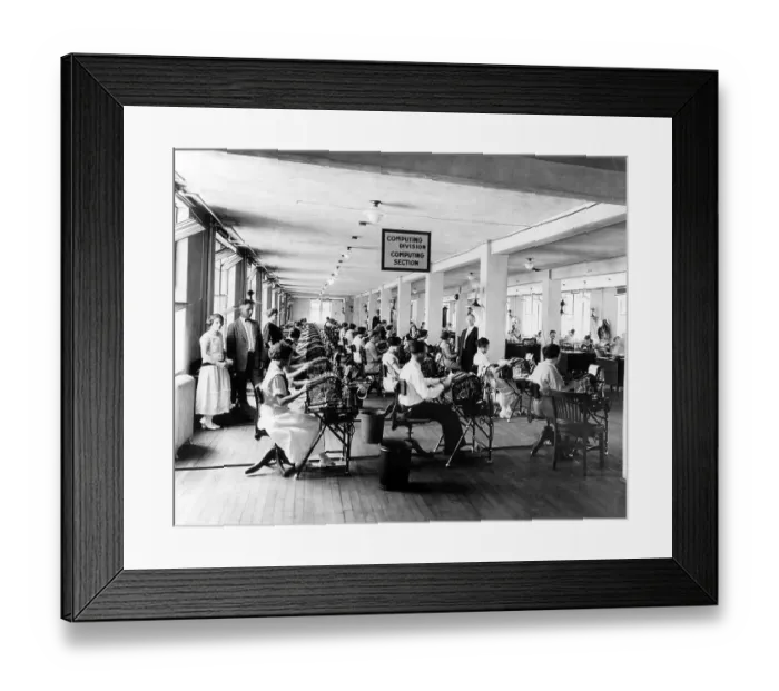 Framed Print : Men and women at the typewriter