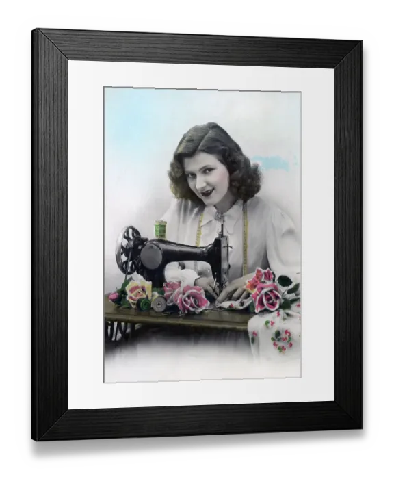 Framed Print : Woman sewing, ca. 1930, Germany, Europe