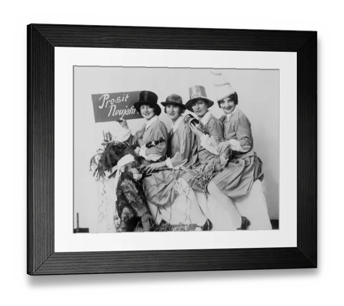 Framed Print : Four women celebrate New Year's Eve