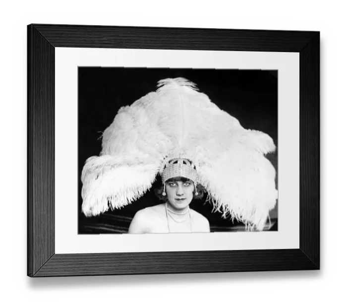 Framed Print : Woman with huge feather hat, 1920s Framed Print : Woman with huge feather hat, 1920s
