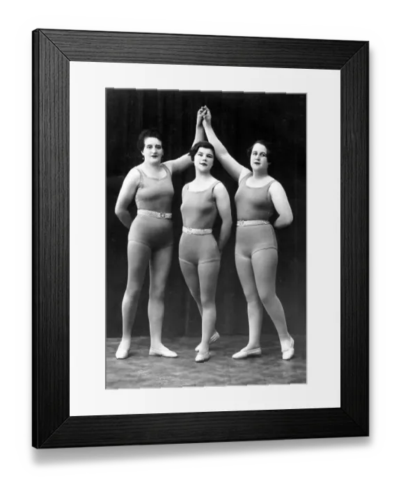 Framed Print : Sport, three gymnasts, 1920s, exact location unknown