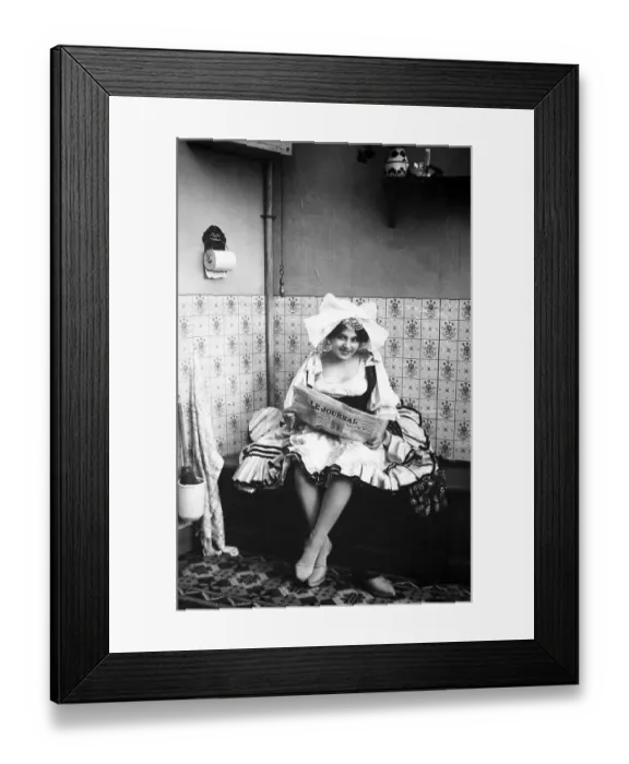Framed Print : Housemaid on the toilet, 1910s, Germany, Europe Framed Print : Housemaid on the toilet, 1910s, Germany, Europe