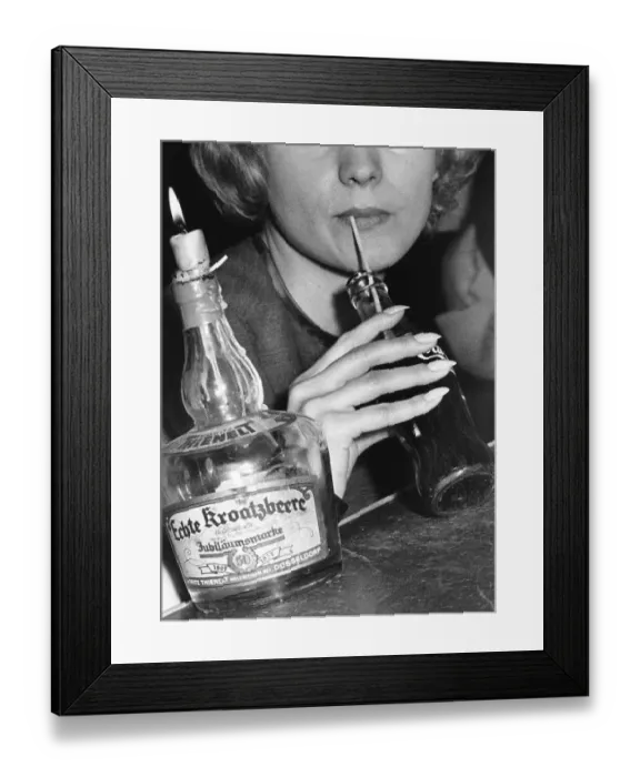 Framed Print : Woman drinking Coca Cola, 1950s, Germany, Europe