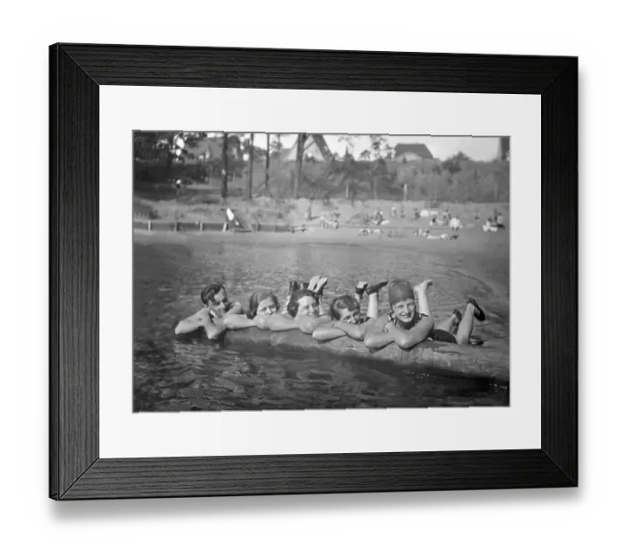 Framed Print : Four Women and a Man in a Swimming Pool