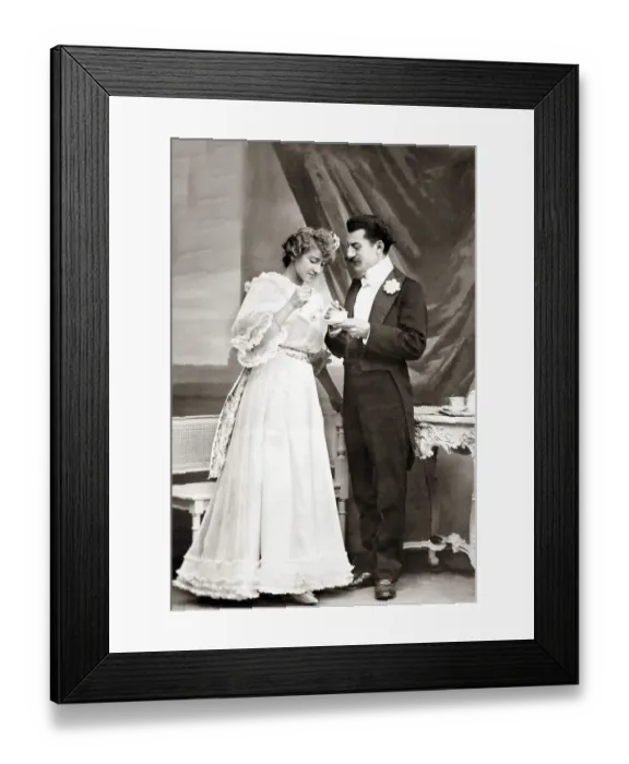Framed Print : Flirt, flirting, man and woman drinking tea or coffee Framed Print : Flirt, flirting, man and woman drinking tea or coffee