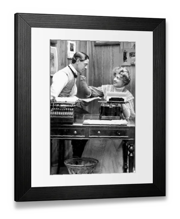 Framed Print : Flirt, secretary, man and woman are flirting in the office Framed Print : Flirt, secretary, man and woman are flirting in the office