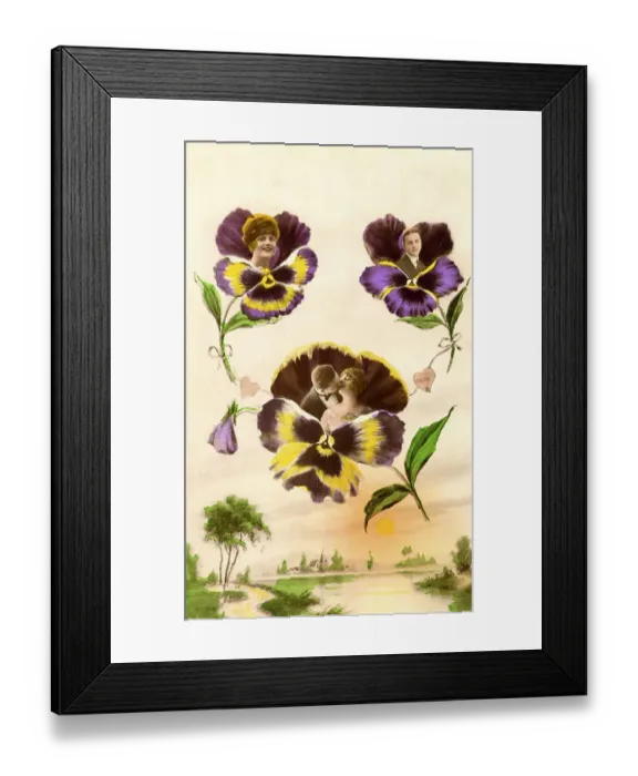 Framed Print : Lovers, assembly with violet flowers
