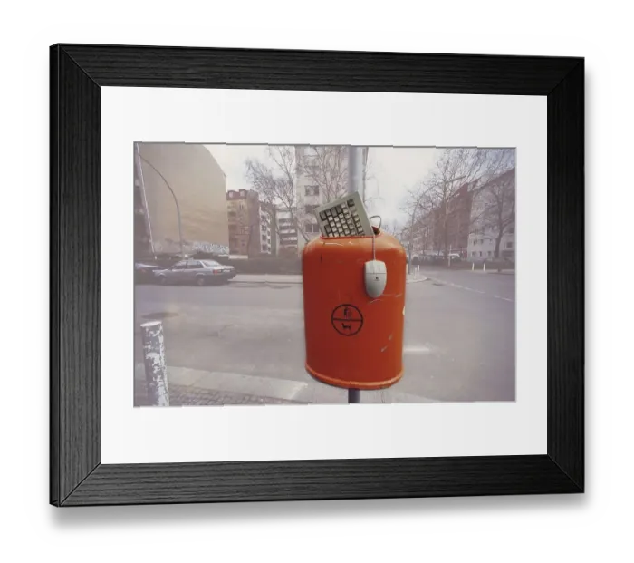 Framed Print : Trash can, keyboard, mouse, Berlin Framed Print : Trash can, keyboard, mouse, Berlin