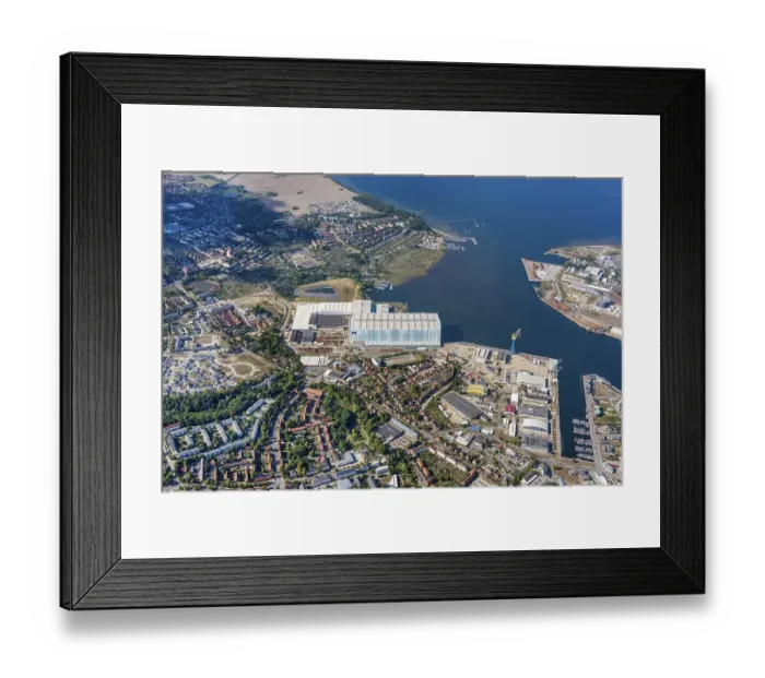 Framed Print : Aerial view MV Werft Wismar, Baltic Sea Framed Print : Aerial view MV Werft Wismar, Baltic Sea