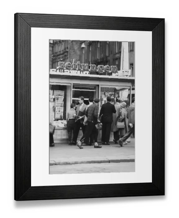 Framed Print : Kiosk, newspaper kiosk, 1961, Grammaische StrasseLeipzig