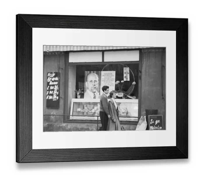 Framed Print : Walter Ulbricht in the shop window of a grocery store Framed Print : Walter Ulbricht in the shop window of a grocery store