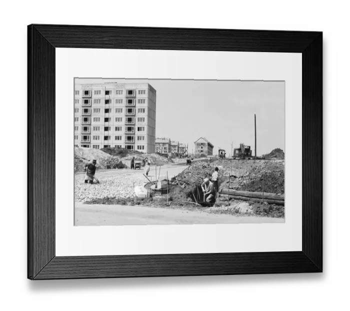 Framed Print : Housing construction, Erste Plattenbauten Framed Print : Housing construction, Erste Plattenbauten