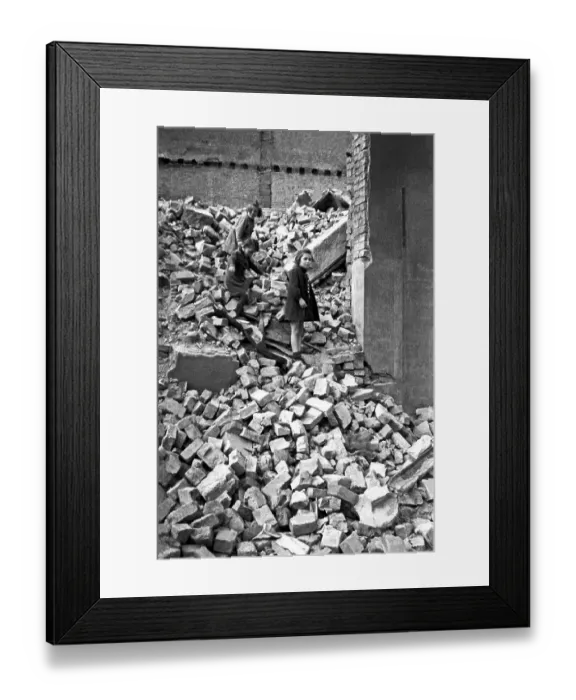 Framed Print : Children playing in the ruins, 1948