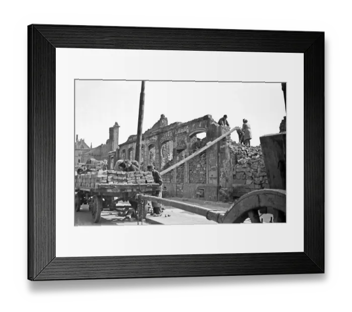 Framed Print : Removal of rubble and recovery of building materials Framed Print : Removal of rubble and recovery of building materials