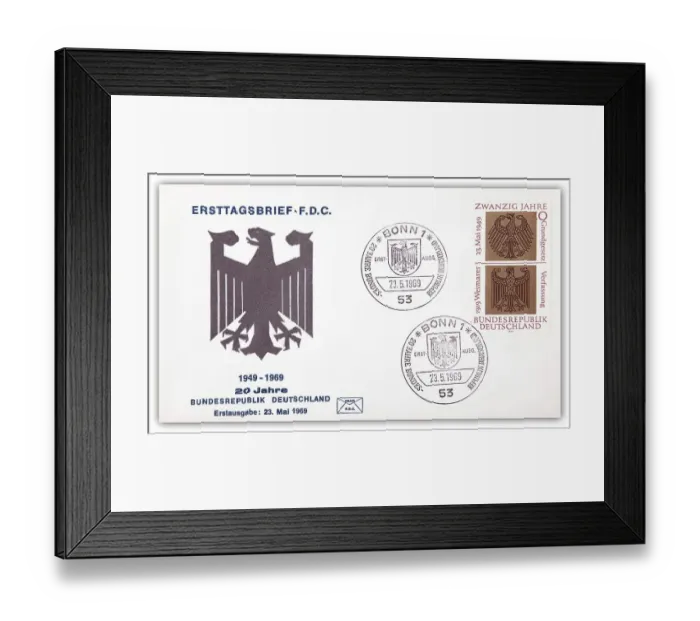 Framed Print : First day cover, 20 years of the Federal Republic of Germany