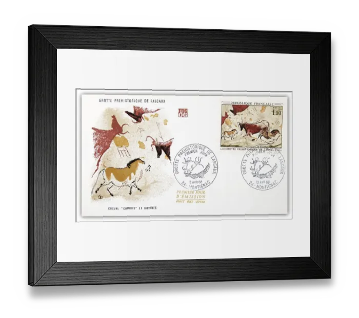 Framed Print : First day cover, Grotte Prehistorique de Lascaux