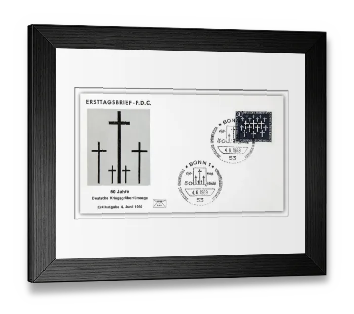 Framed Print : First day cover, 50 years of the German War Graves Commission Framed Print : First day cover, 50 years of the German War Graves Commission