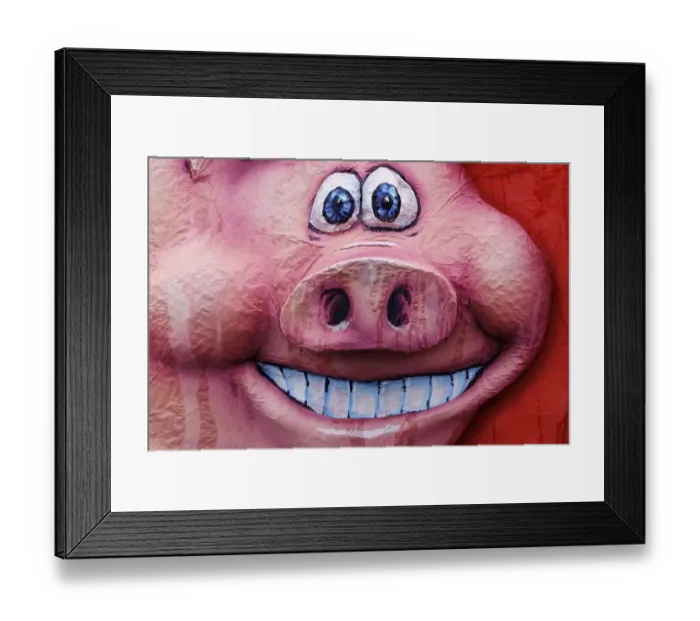 Framed Print : Cartoon-esque paper-mache pig, Carnival (Mardi Gras) parade in Duesseldorf