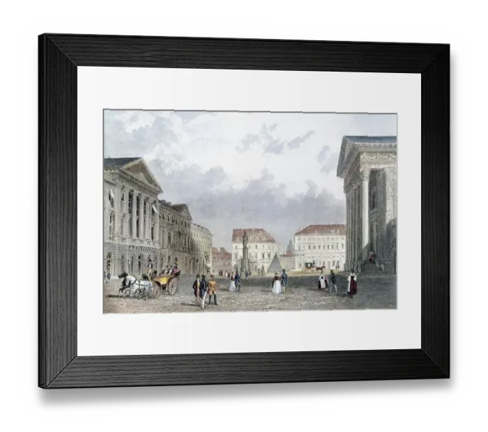 Framed Print : View of Karlsruhe, about 1845, Marktplatz square Framed Print : View of Karlsruhe, about 1845, Marktplatz square