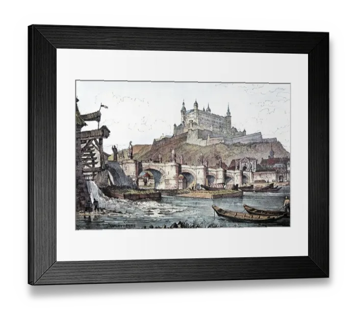 Framed Print : View of Wuerzburg, about 1835, historic cityscape Framed Print : View of Wuerzburg, about 1835, historic cityscape