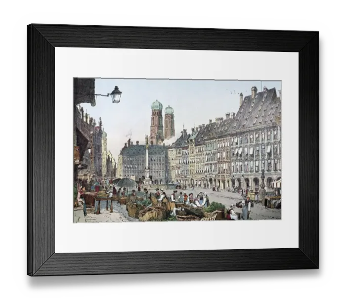 Framed Print : Munich, Schrannenplatz square in 1835