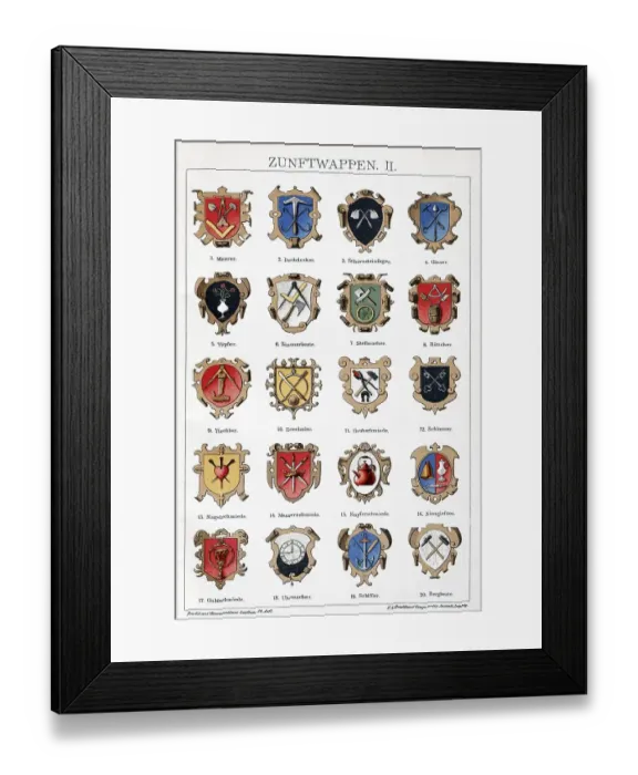 Framed Print : Old guild emblems, symbols of craft guilds