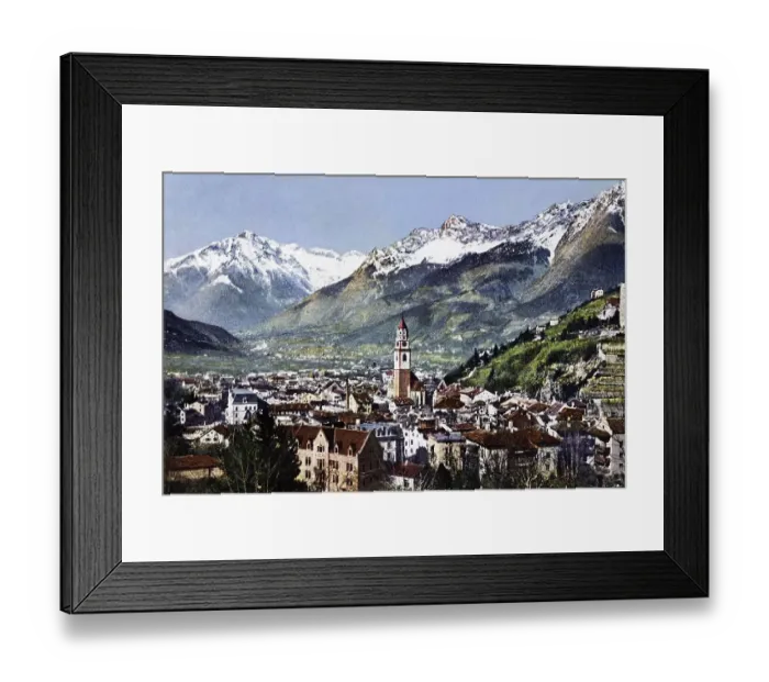Framed Print : Spa town of Meran, Merano with mountain panorama