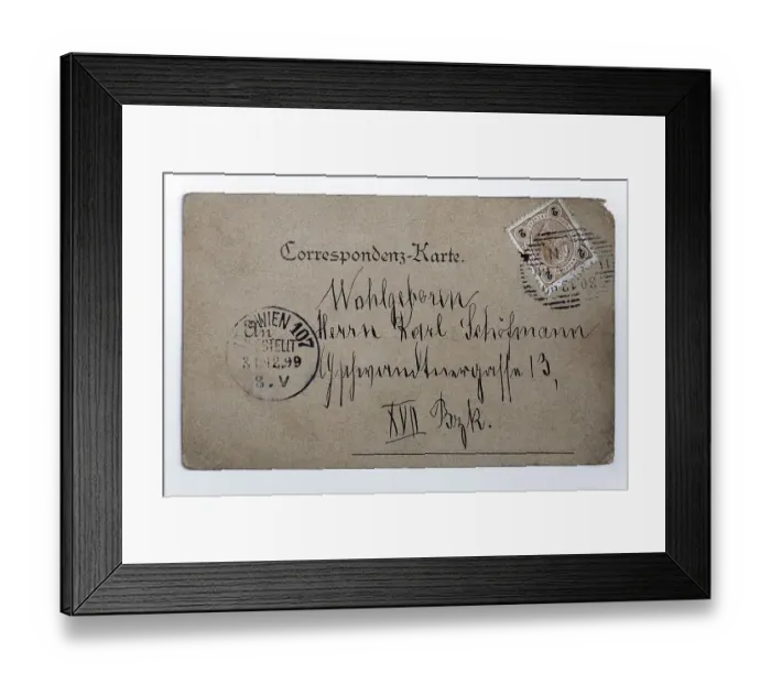 Framed Print : Historical postcard with address and stamp from the era of the Austrian Empire Framed Print : Historical postcard with address and stamp from the era of the Austrian Empire
