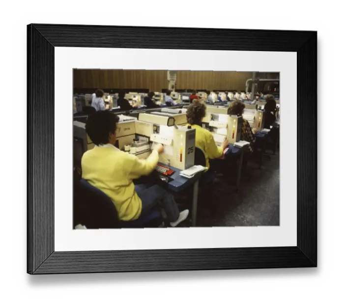 Framed Print : Hagen. Main post office. Mainly woman's jobs in letter distribution