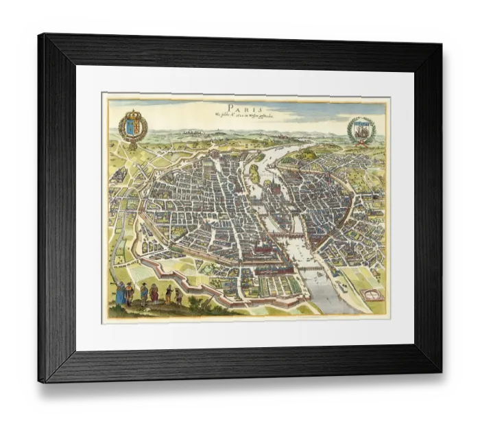 Framed Print : Map of Paris, bird's eye view Framed Print : Map of Paris, bird's eye view