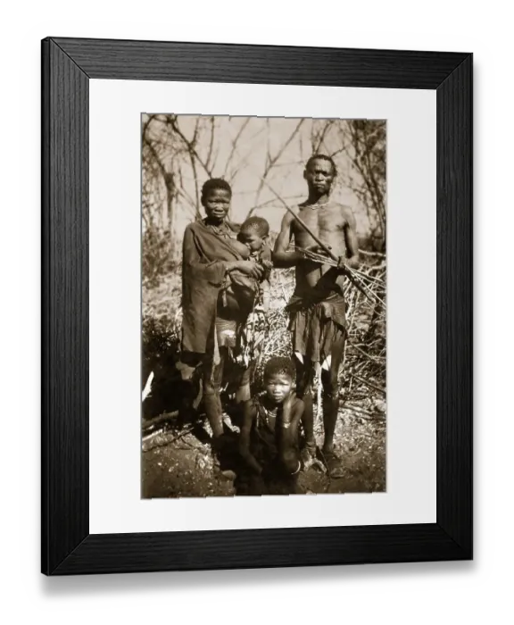 Framed Print : Historical photograph of 1918, Bushmen family with two children