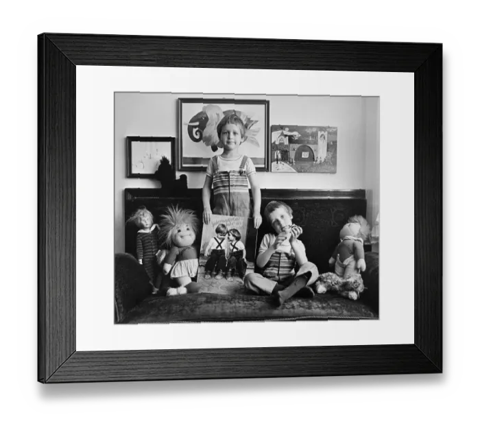 Framed Print : Twins, 5 years, in their nursery