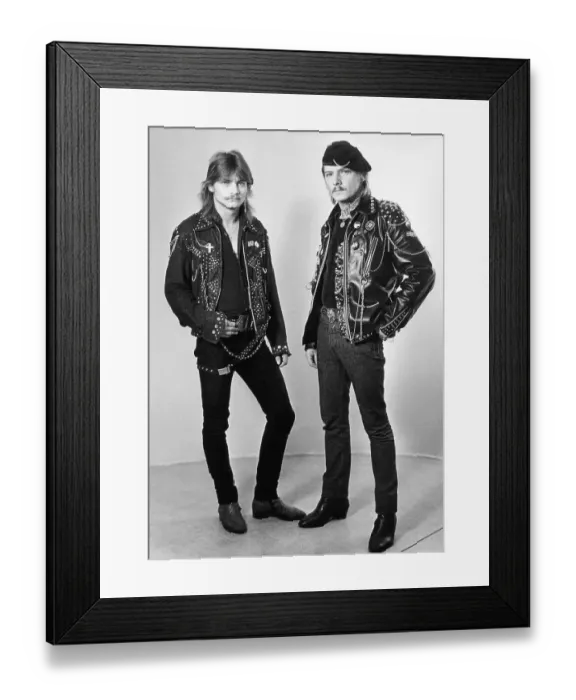 Framed Print : Young people with leather jackets and tattoos
