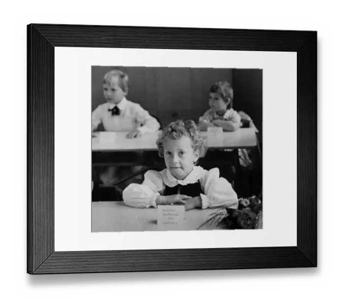 Framed Print : Children at their first day of school