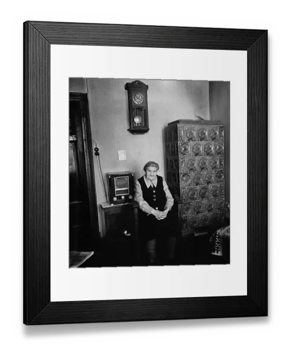 Framed Print : Old woman in her living room, circa 1968