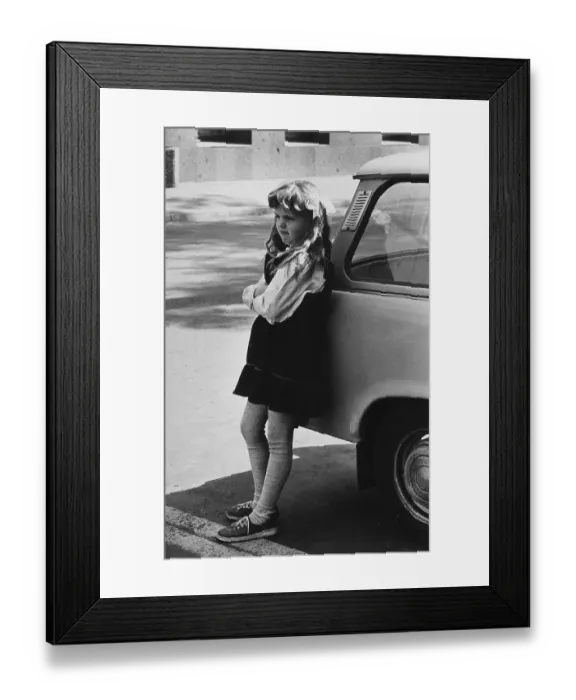 Framed Print : Girl with a Trabant 601 car, circa 1986