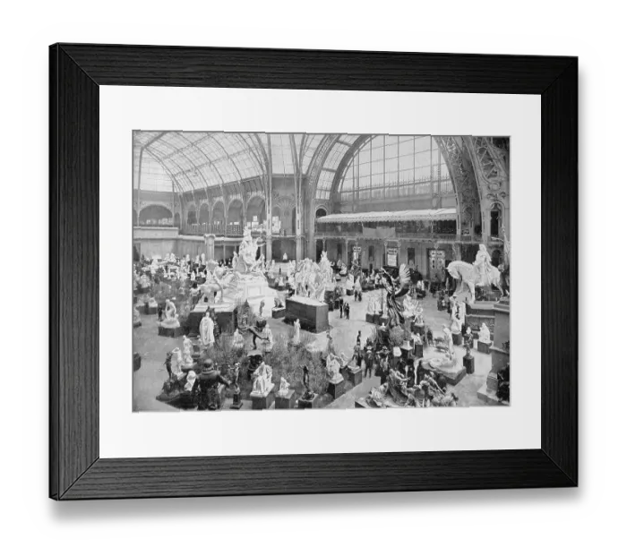 Framed Print : Woodcut Sculptures Hall in the Great Palace at the Paris World Exhibition