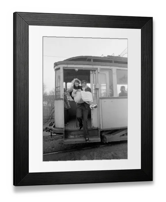 Framed Print : Wedding in an old tram, about 1974