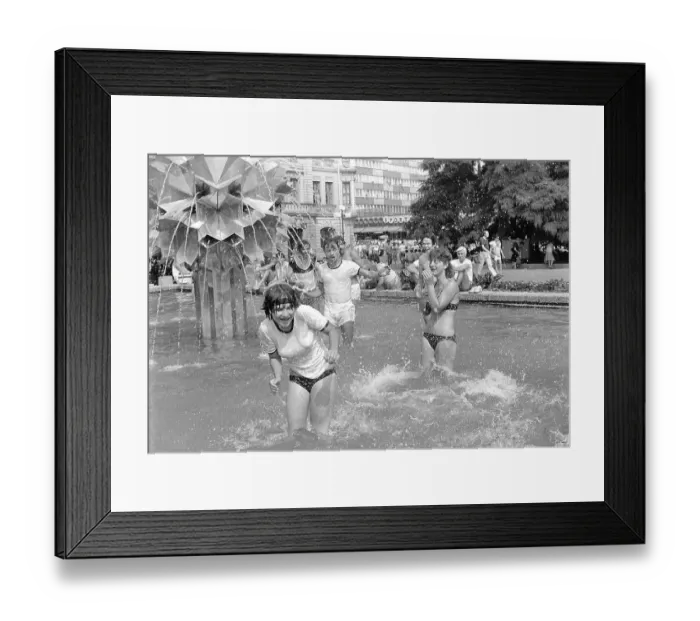 Framed Print : Young people bathing in a fountain Framed Print : Young people bathing in a fountain