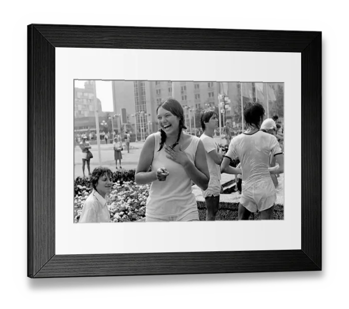 Framed Print : Young people bathing in a fountain Framed Print : Young people bathing in a fountain