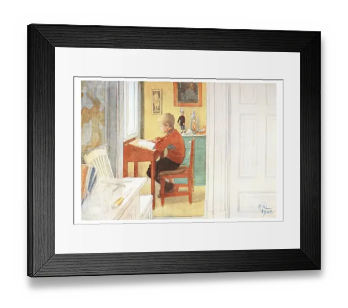 Framed Print : The holiday tasks, illustration in The House in the Sun by Carl Larsson