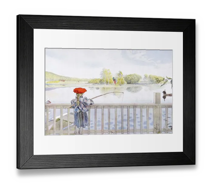 Framed Print : Fishing, illustration in The House in the Sun by Carl Larsson Framed Print : Fishing, illustration in The House in the Sun by Carl Larsson